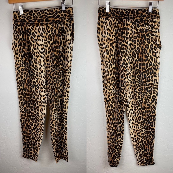 Forever 21 Women's‎ Brown Run Wild Leopard Harem Pants with Pockets Size Small - Picture 2 of 5